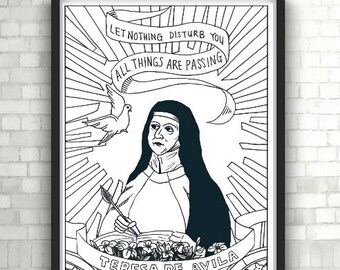 St. Teresa of Avila, Portraits, Coloring Pages for Adults, Colouring Pages, PDF, Printable