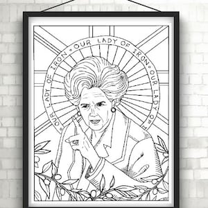 Margaret Thatcher, Iron Lady, Portraits, Coloring Pages for Adults, Colouring Pages, PDF, Printable image 1