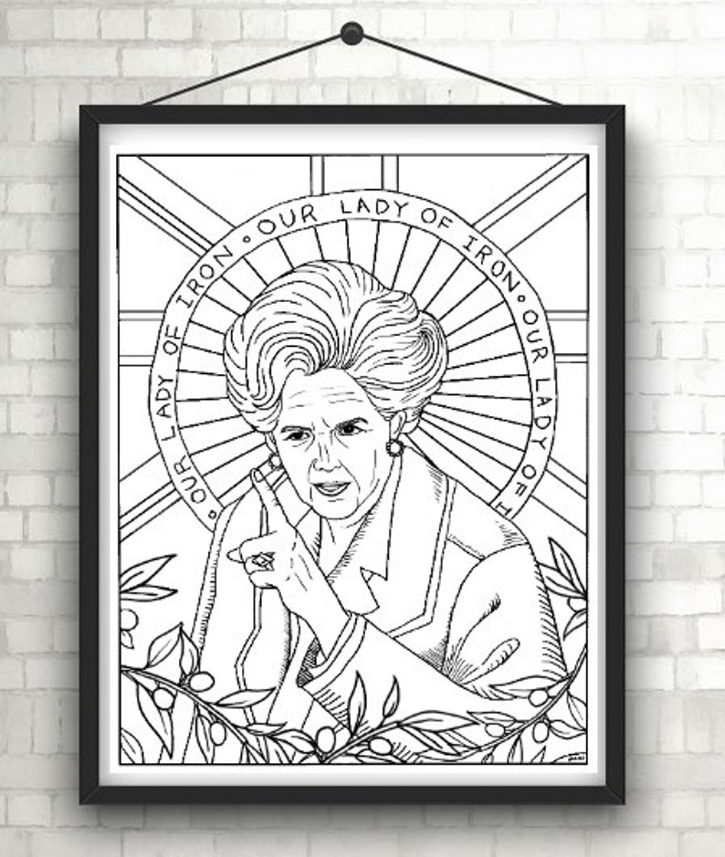 Margaret Thatcher, Iron Lady, Portraits, Coloring Pages for Adults, Colouring Pages, PDF, Printable image 1