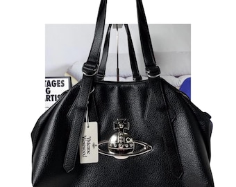 porté épaule en cuir noir vintage | Sac à main bandoulière chaîne en argent de l'an 2000