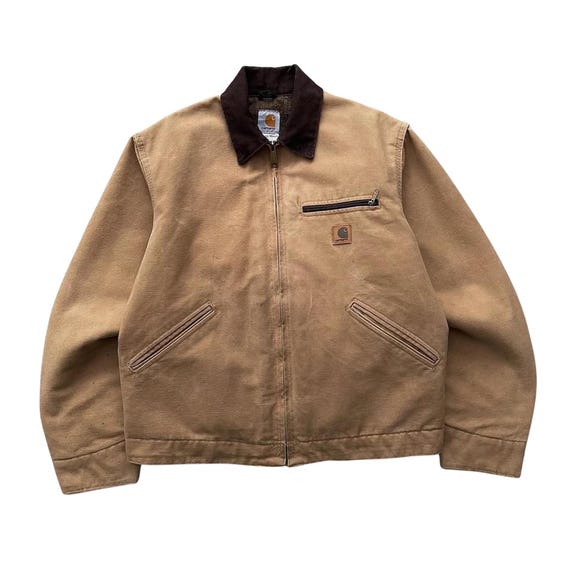Vintage Carhartt J97 Detroit Jacket, Brown Canvas Workwear Blanket Lined Coat