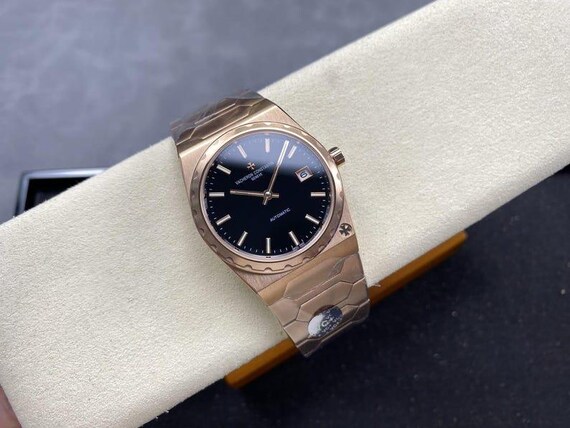 Vintage Vacheron Constantin Tourbillon Automatic Watch, black Dial, Rose Gold Stainless Steel
