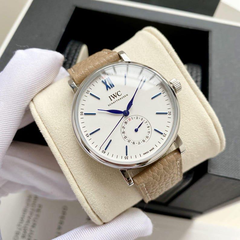 Orologio Da Uomo Al Quarzo Con Quadrante Rettangolare Trasparente - Cinturino In Pelle Marrone, Lancette Luminose, Impermeabile 30m