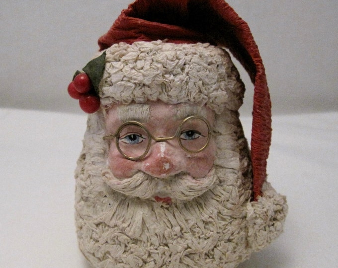 Vintage Crepe Paper Mache Santa Christmas Tree Decoration Etsy