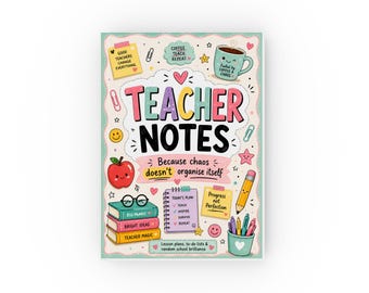 Teacher Notes Journal | Hardback Notebook, Cute Classroom Doodles