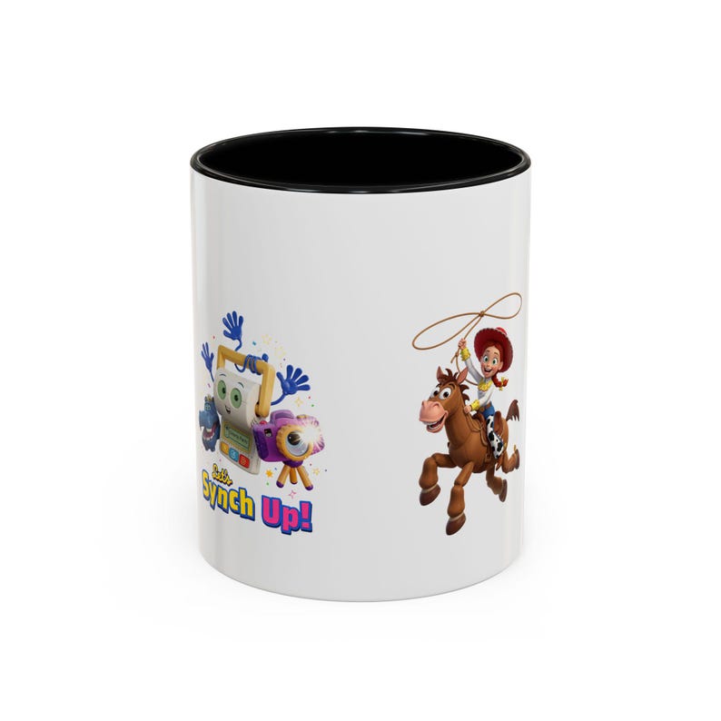 Toy Story 5 Characters Accent Coffee Mug | Jessie, Buzz, Forky Design image 1