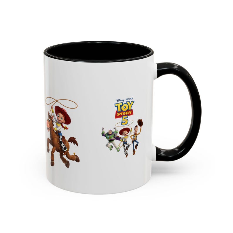 Toy Story 5 Characters Accent Coffee Mug | Jessie, Buzz, Forky Design image 2