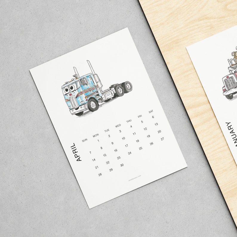 2024 Printable Calendar Monthly Planning Art Calendar Peterbilt Trucks