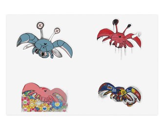 Kollektion Crab | Original Kunst Gestanzter Aufkleber Bogen