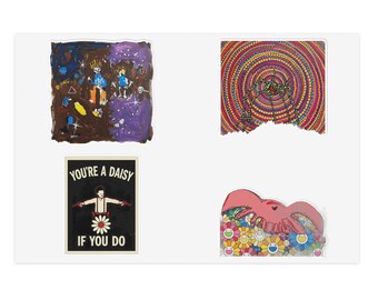 Original Art X Sticker Bogen | Basquiat, Kusama, Fairey, Murakami inspirierte gestanzte Vinyl-Aufkleber