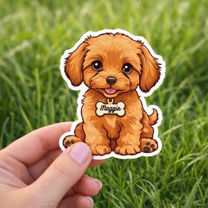 Personalized Cavapoo Sticker, Custom Dog Sticker, Puppy Laptop Sticker, Dog Lover Gift