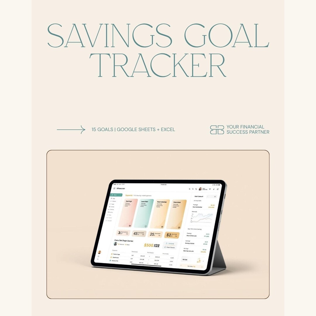 Savings Goal Tracker Spreadsheet: Google Sheets, Excel Budget Planner ...