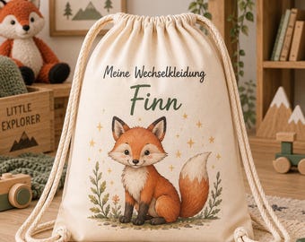 Turnbeutel Kindergarten personalisiert mit Name, Kita Beutel für Mädchen & Jungen, Wechselkleidung Beutel, Geschenk Kindergartenstart