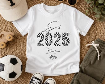 Personalisiertes Babyshirt mit Namen | Geburtsjahr Shirt | Born to Win Motiv | Geschenk zur Geburt | 1–3 Jahre | Geschenk für Kleinkinder