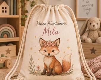 Turnbeutel Kinder personalisiert mit Name, Kindergartenbeutel für Kita & Kindergarten, Geschenk zum Kindergartenstart