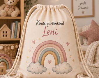 Kindergartenbeutel mit Namen personalisiert, Kita Beutel für Kinder, Wechselkleidung Beutel, Geschenk zum Kindergartenstart