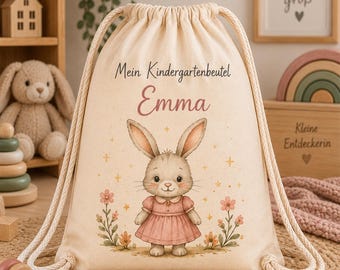 Kindergartenbeutel mit Namen, personalisierter Turnbeutel für Kinder, Kita Beutel für Wechselkleidung, Geschenk zum Kindergartenstart