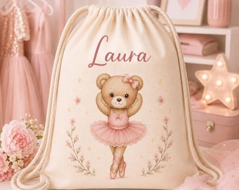 Turnbeutel Mädchen personalisiert mit Name, Geschenk Kindergarten, Sportbeutel Mädchen, Beutel Einschulung