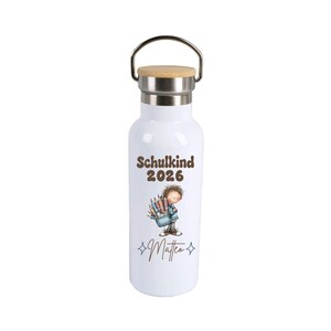 Trinkflasche personalisiert Schulkind 2026 – Kinder Edelstahlflasche mit Name, Geschenk zur Einschulung, Geschenk Schulanfang Junge Motiv 4