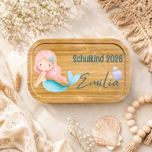 Brotdose Meerjungfrau personalisiert mit Name | Edelstahl Lunchbox Schulkind 2026 | Brotdose Mädchen Einschulung | Geschenk Schulstart