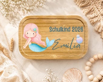 Brotdose Meerjungfrau personalisiert mit Name | Edelstahl Lunchbox Schulkind 2026 | Brotdose Mädchen Einschulung | Geschenk Schulanfang