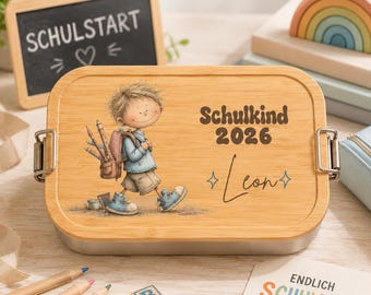 Personalisierte Brotdose Schulkind 2026 mit Name – Einschulung Geschenk Junge, Bento Lunchbox Schule, Brotbox Kinder, Geschenk Einschulung