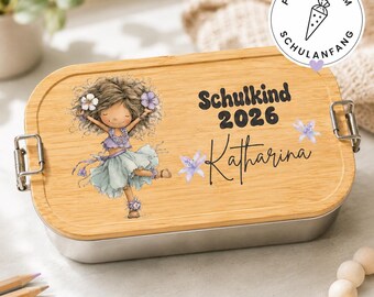 Brotdose Schulkind 2026 personalisiert mit Name – Lunchbox Einschulung Mädchen, Brotdose Schule, Geschenk zum Schulanfang