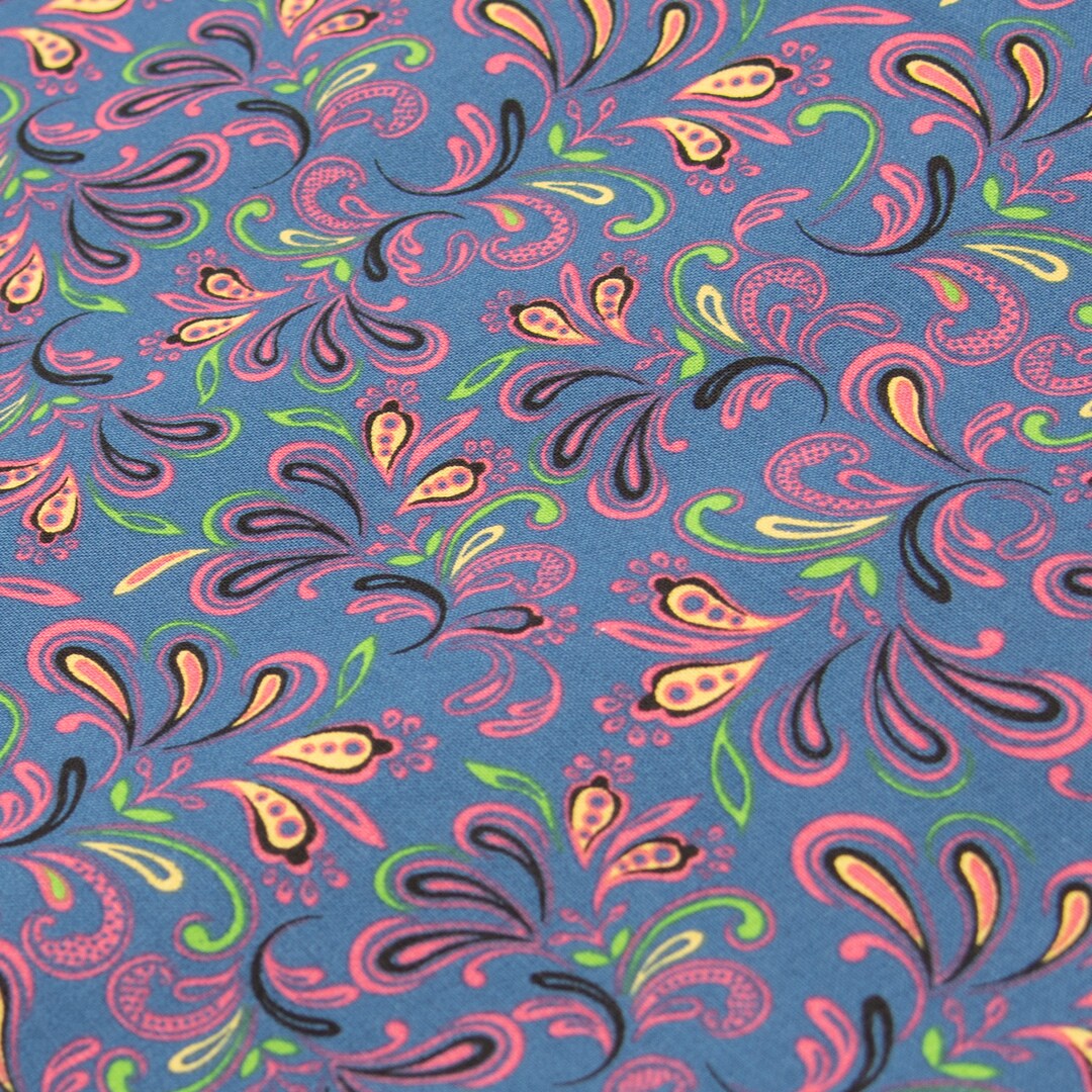 Blue Paisley Fabric by the Yard Blue Cotton Quilting Etsy