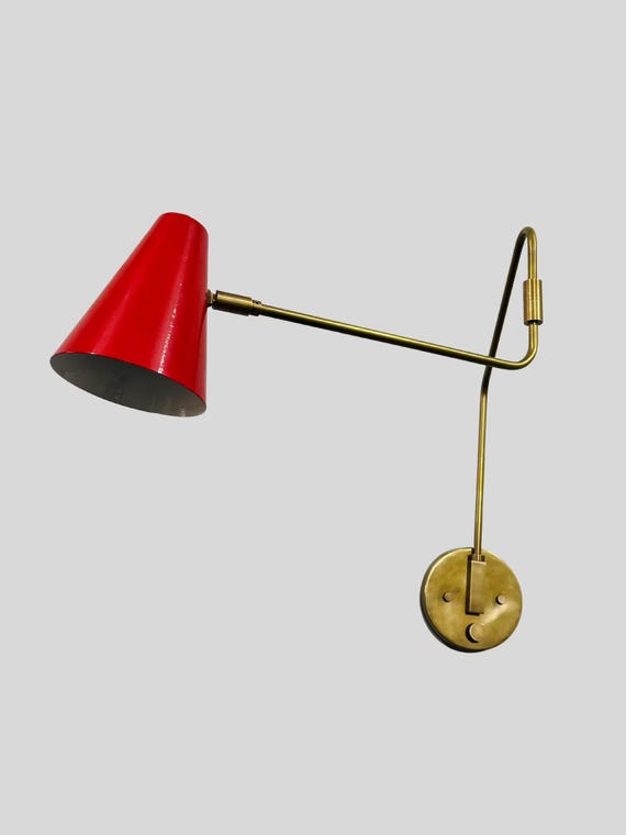 Stilnovo Style Brass Wall Sconce | Mid Century Modern Articulated Lamp
