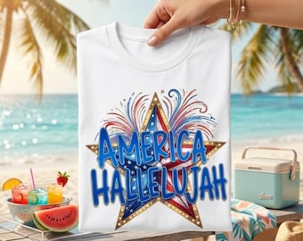 Amerika Halleluja PNG, Vaterländische Kokette Preppy Design (Digitaler Download)