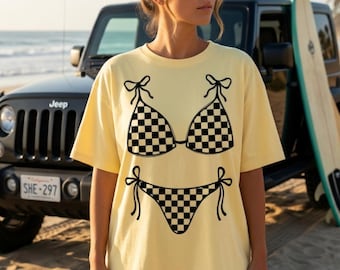 Checkerboard Bikini Top PNG Sommer Strand Vibes (Digitaler Download)
