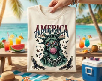 Statue of Liberty Bubble Png, USA 4. Juli Girly Design (Digitaler Download)