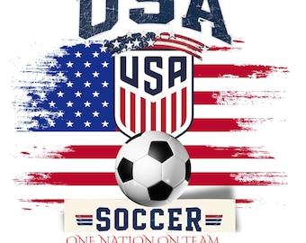 USA Soccer Fan PNG SVG Design, One Nation One Team (Digital Download)
