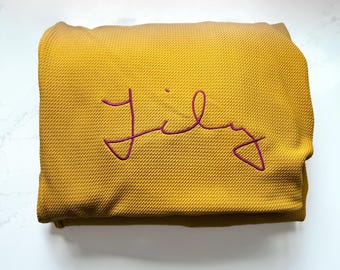 Custom Handwriting Embroidered Blanket - Personalized Keepsake Gift