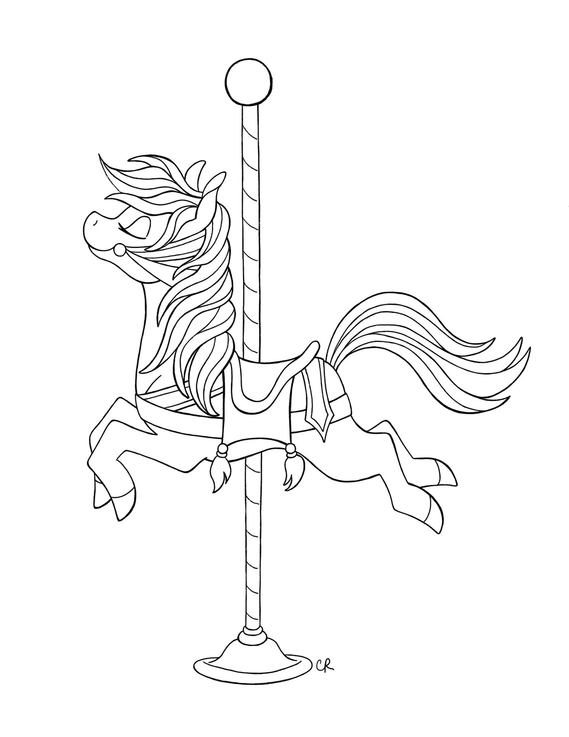 Printable Carousel Coloring Pages - Etsy