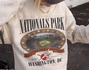 Nationals Park Stadion Sweatshirt, Washington Baseball Washed Graphic T-Shirt, Game Day Oversized Comfort Colors Shirt