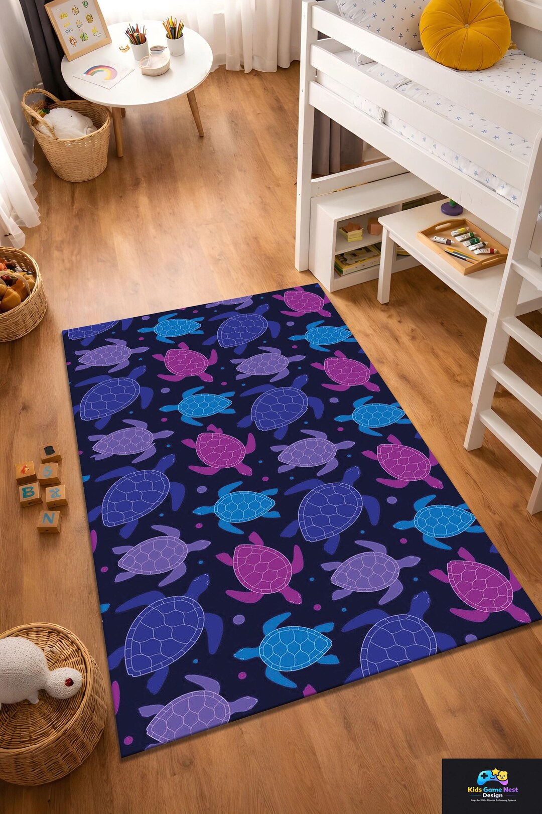 Baby Turtle Rug Sea Turtle Kids Rug, Ocean Animal Nursery Rug, Colorful Turtle Pattern ...