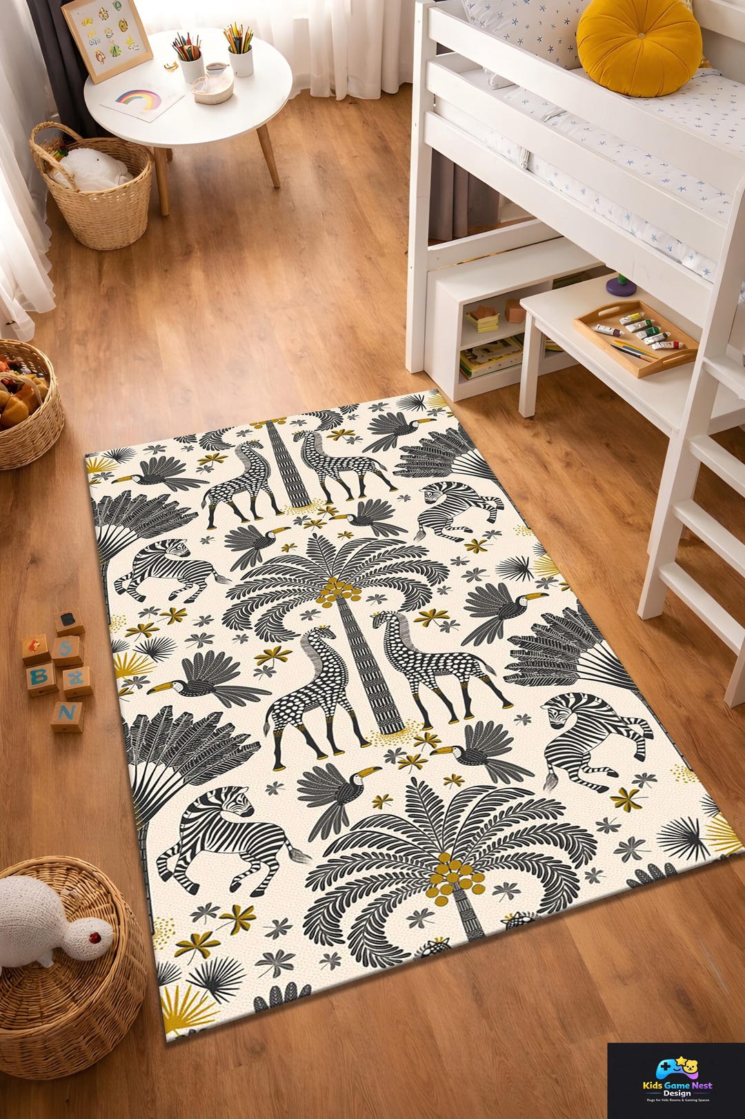 Child Rug Animals Safari Animal Rug Kids Room, Jungle Nursery Rug, Giraffe Zebra Rug ...