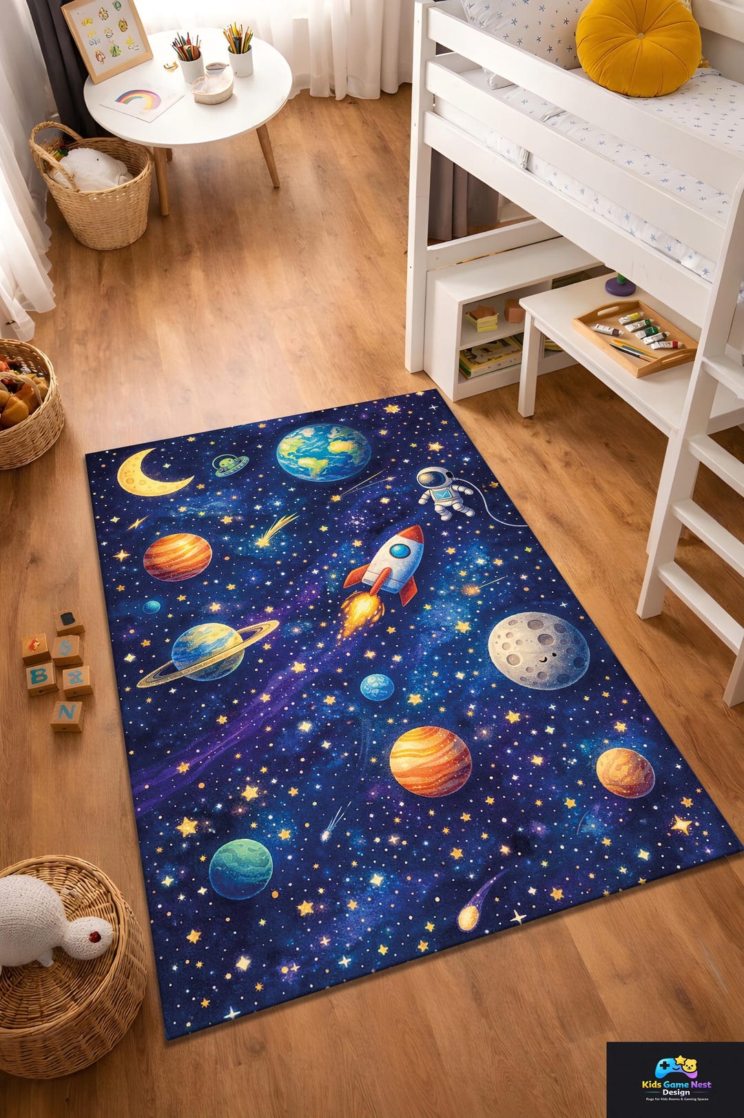Space Kids Rug, Galaxy Nursery Rug, Solar System Kids Rug, Outer Space ...