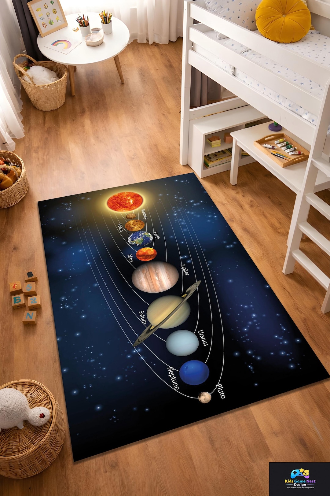Solar System Rug Rectangle Solar System Rug, Space Kids Room Rug, Planets Educational Carpet ...
