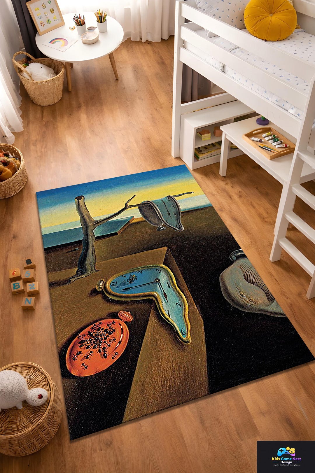 Surreal Art Rug, Melting Clock Rug, Abstract Wall Art Carpet, Aesthetic ...