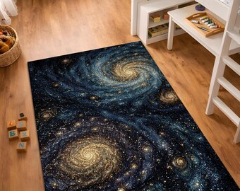 Tappeto Galassia, Tappeto Spazio, Tappeto Cielo Stellato, Tappeto Universo, Tappeto Arte Cosmica, Tappeto Cielo Notturno, Tappeto Estetico per la Stanza, Tappeto per Camera da Letto e Soggiorno, Lavabile