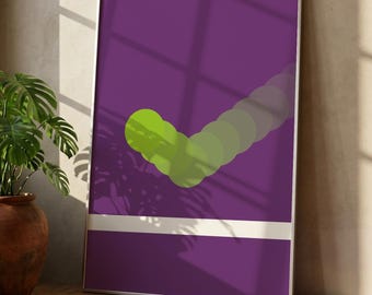 Purple Abstract Circle Printable Wall Art, Lime Green Geometric Poster, Modern Minimalist Digital Print