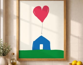 Heart Wall Art Poster - Graphic, Bauhaus Style, Minimalist Home Decor, Digital Download
