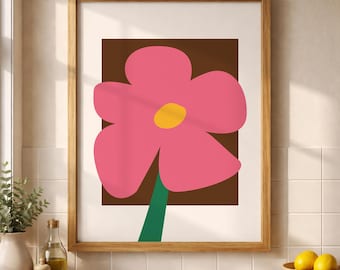 Pink Flower Printable Wall Art, Bold Botanical Poster (Digital Download)