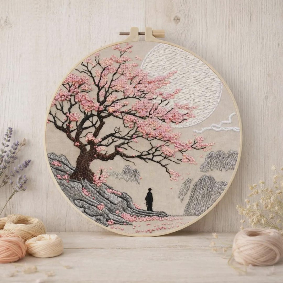 Cherry Blossom Embroidery Kit – Japanese Landscape DIY Craft - Etsy UK