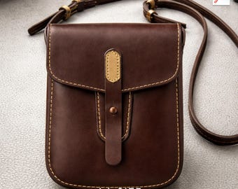 Patrón PDF para bolso bandolera de cuero, plantilla para bolso bandolera pequeño, organizador de cartera para teléfono de viaje DIY, patrón de cuero hecho a mano