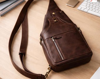 Patrón PDF para bolso bandolera de cuero, plantilla para bolso cruzado A4, para principiantes en marroquinería, bolso para hombre, patrón de descarga digital.