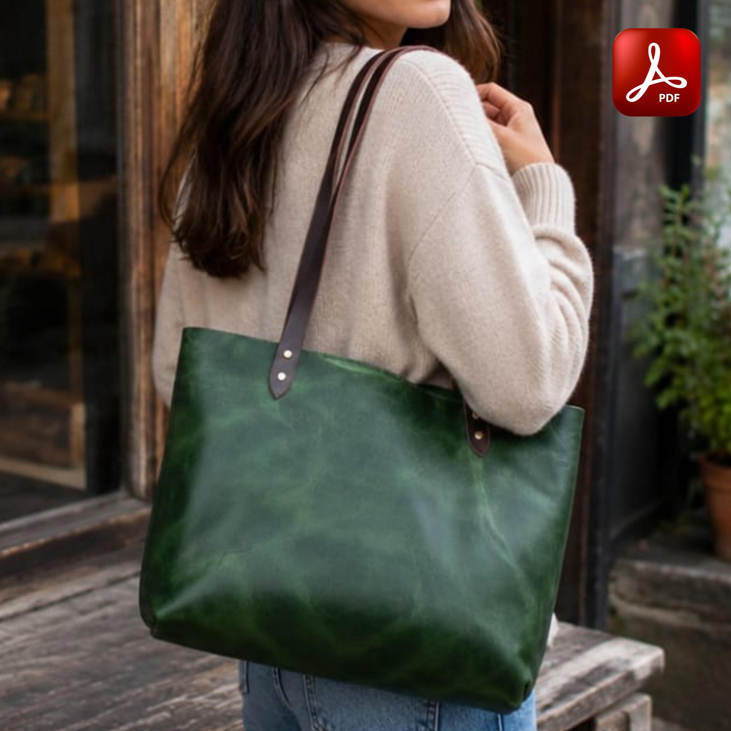 Leather Tote Bag PDF Pattern , Handmade Shoulder Bag Template , DIY ...
