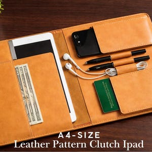 Leather iPad Clutch Pattern PDF, Envelope Clutch Template, DIY Leather Portfolio, iPad Pro Organizer Case Pattern, Handmade Bag Pattern